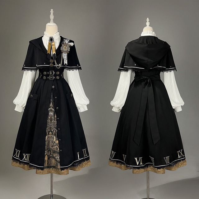 【正規品 予約品2月8日発送】シックロリータ 修道院モチーフ ケープ付きロング丈セットアップ（ブラウス・ジャンパースカート）