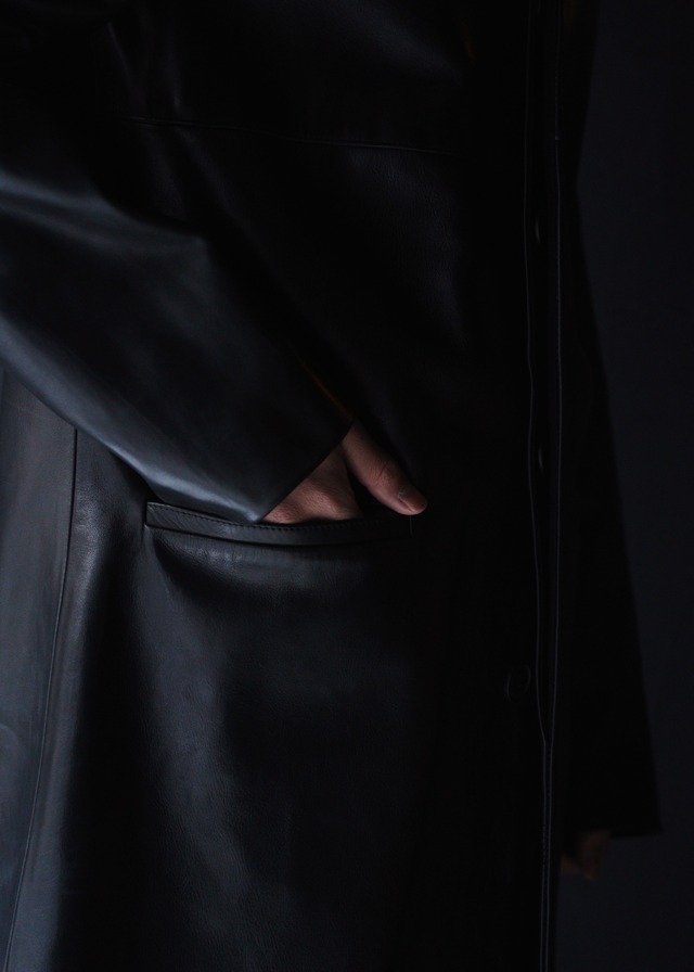 90’s A.P.C. horse leather fly front balmaccan coat