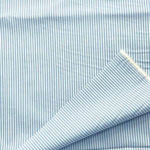 ★AM247◆2.1ｍ◆ラスト1点！綿100%先染めブロード生地◆ストライプ◆ホワイト×ライトブルー