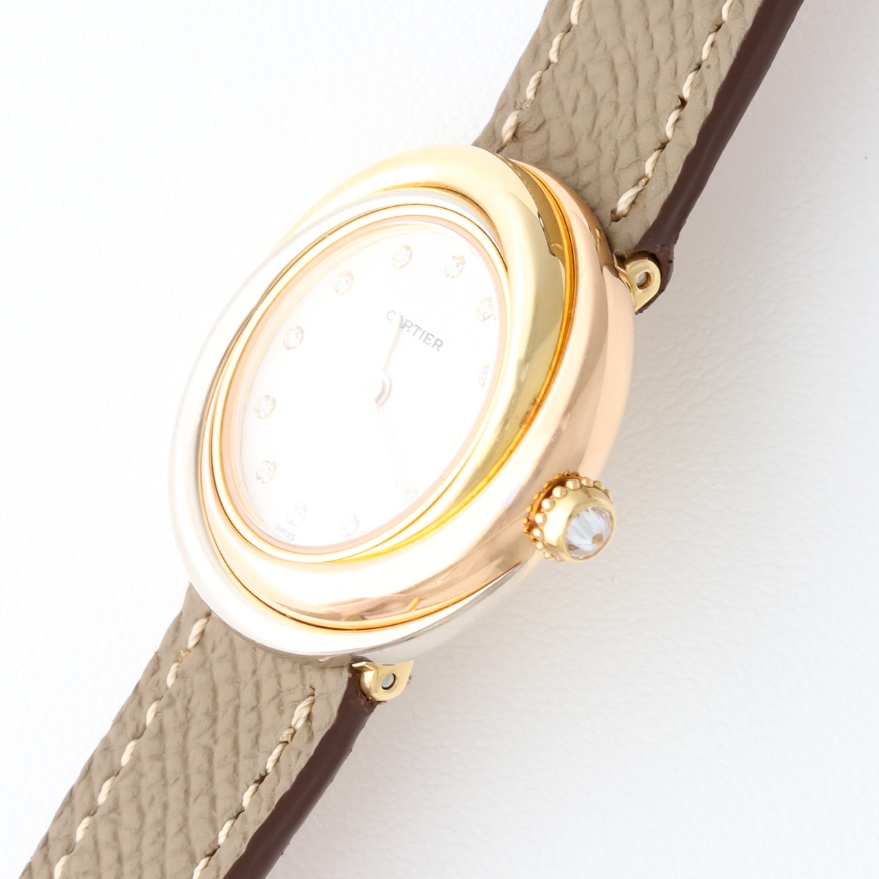 カルティエ ラウンドトリニティ 金無垢 ダイヤルダイヤモンド