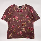 アンサンブル Laura Ashley ローラアシュレイ 羊毛 アンゴラ混 バラ 長袖 ニット カーディガン 半袖 セーター L/くすみパープル系 レディース