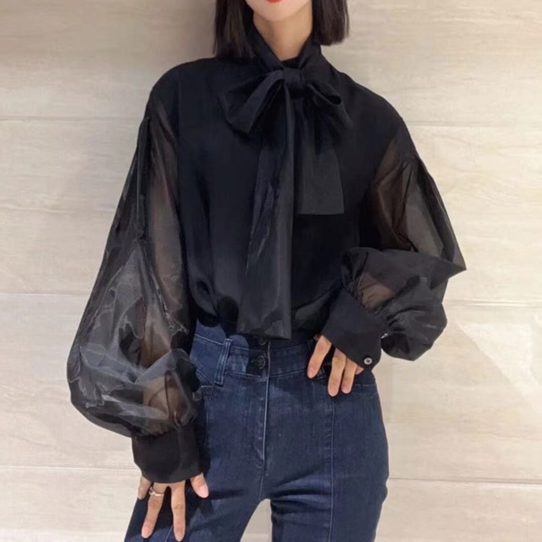 シースルー オーガンジー リボン シャツ 341261