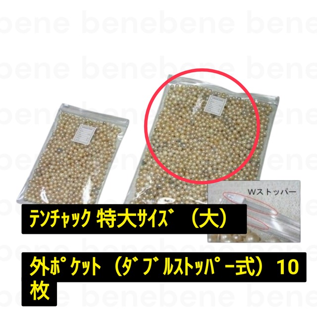 ﾙｰｽ用ﾌﾟﾗｽﾁｯｸﾊﾞｯｸﾞ（ｶｰﾄﾞ付）：ﾃﾝﾁｬｯｸ 特大ｻｲｽﾞ（大） 外ﾎﾟｹｯﾄ（ﾀﾞﾌﾞﾙｽﾄｯﾊﾟｰ式）10枚