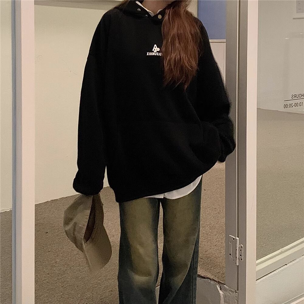 ロゴプリントフードパーカー 00134