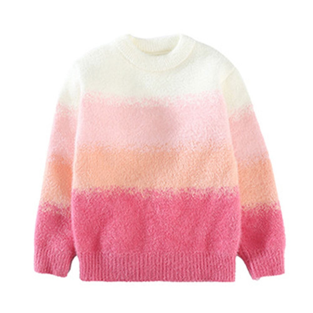 【送料無料】 子供服 女の子 ニット セーター グラデーション 長袖 韓国 春秋 キッズ 小学生 かわいい おしゃれ 厚手 暖かい カジュアル ゆったり 通学 通園 大人可愛い 大人女子