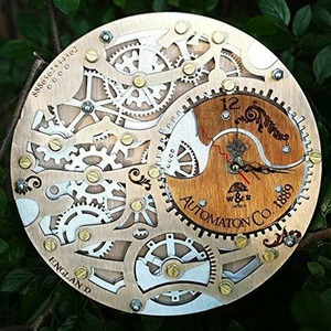 インテリア　木製クロック Automaton Silverberry wooden steampunk