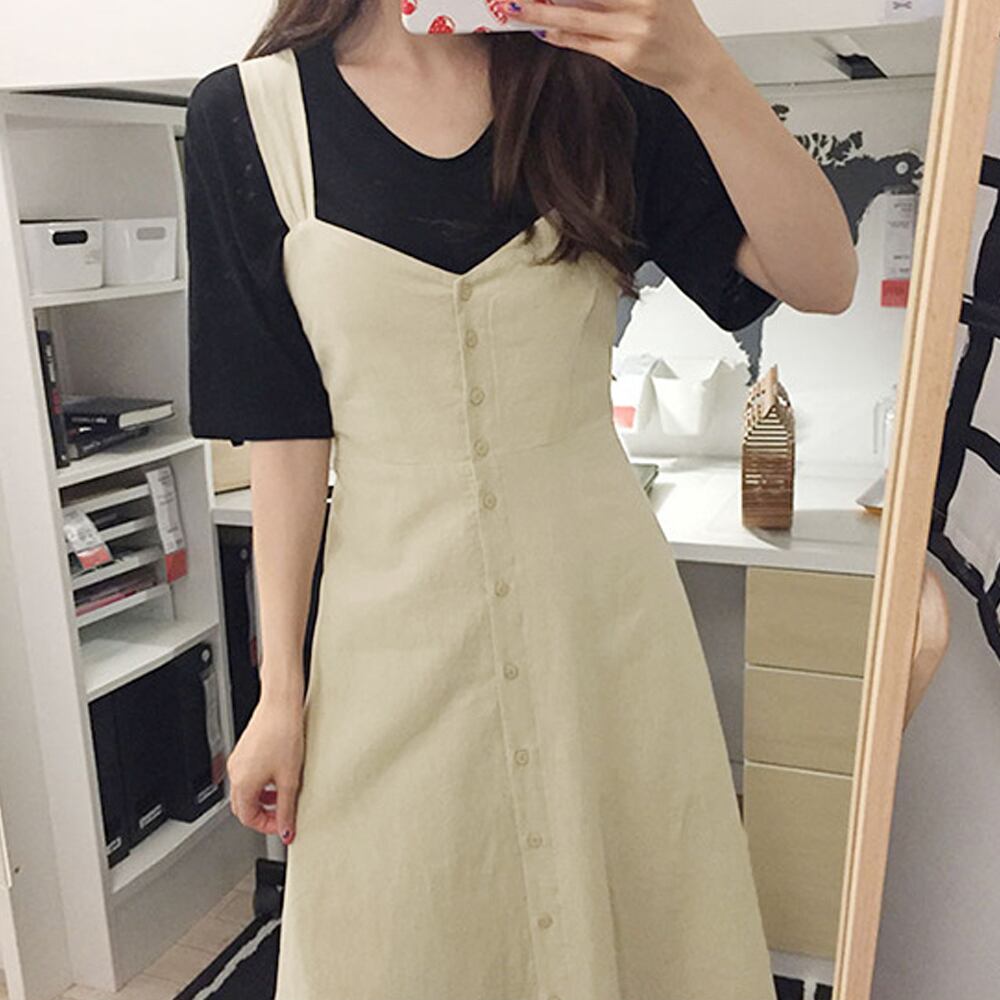 バックリボン ジャンパースカート レディース 春夏秋 韓国
