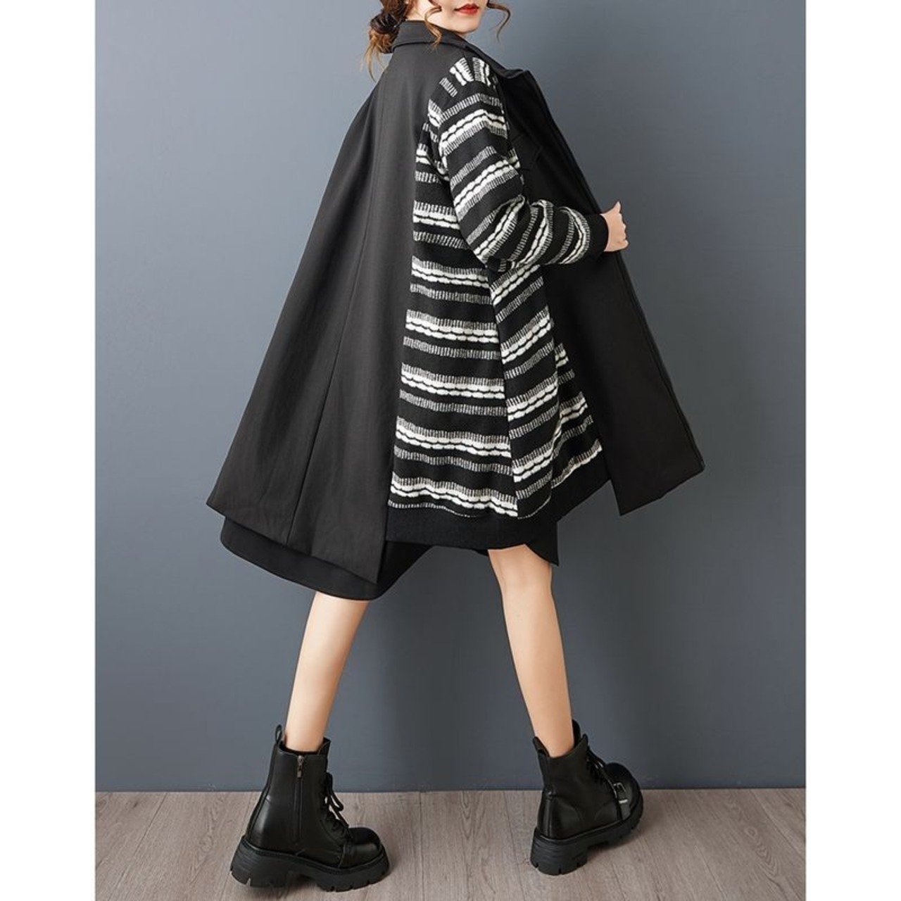 ボーダー 切り替え ジップアウター  60068