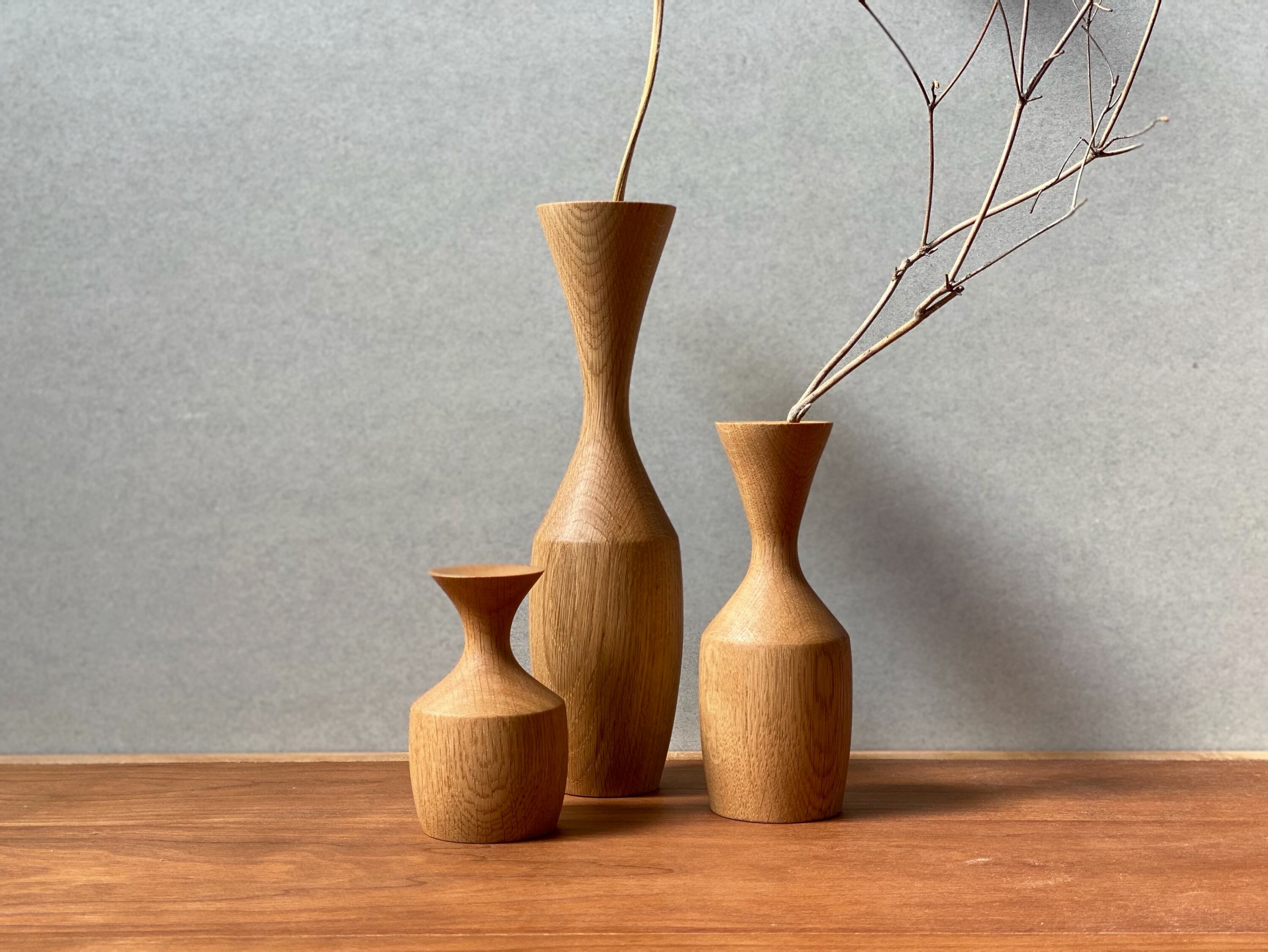 桑の木の花瓶と花瓶台 特上品 希少 花器 置物 木工品 ハンドメイド