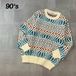 90s ADAX 総柄 ノルディックセーター ニット