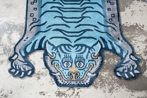 Tibetan Tiger Rug 《Sサイズ•シルク・オリジナル3・レイニーブルー261》チベタンタイガーラグ