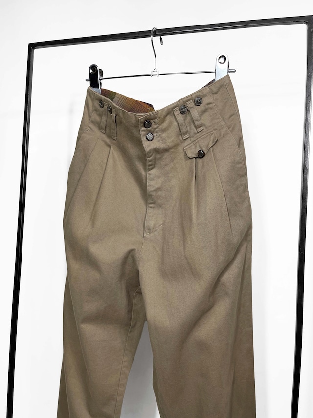 "FRANCE" high-waist cotton pants