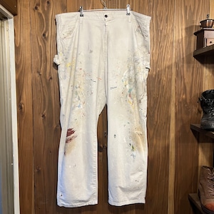 00s Dickies ペインターパンツ ワークパンツ ホワイト ペイント W108cm 2XL カーゴパンツ ペンキ ヴィンテージ ディッキーズ アメカジ 90s
