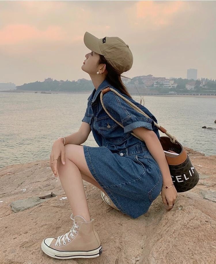 ウエストシェイプ レディース ワンピース デニムワンピース オーバー