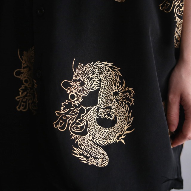 ”龍×刺繍" dragon gold embroidery loose h/s shirt