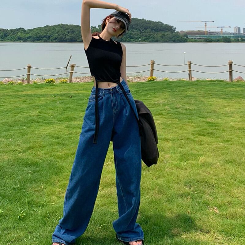 ショートノースリーブハイウェストパンツ サマー レース 夏物 レースアップ ヨーロピアン ガールズファッション12500657578