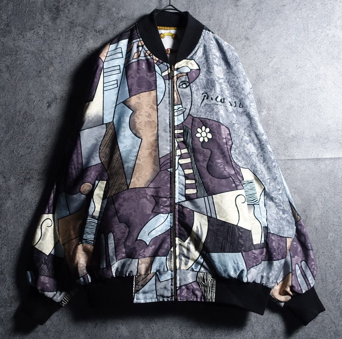 “Pablo Piacso” Reversible Multicolor Art Pattern Design Blouson