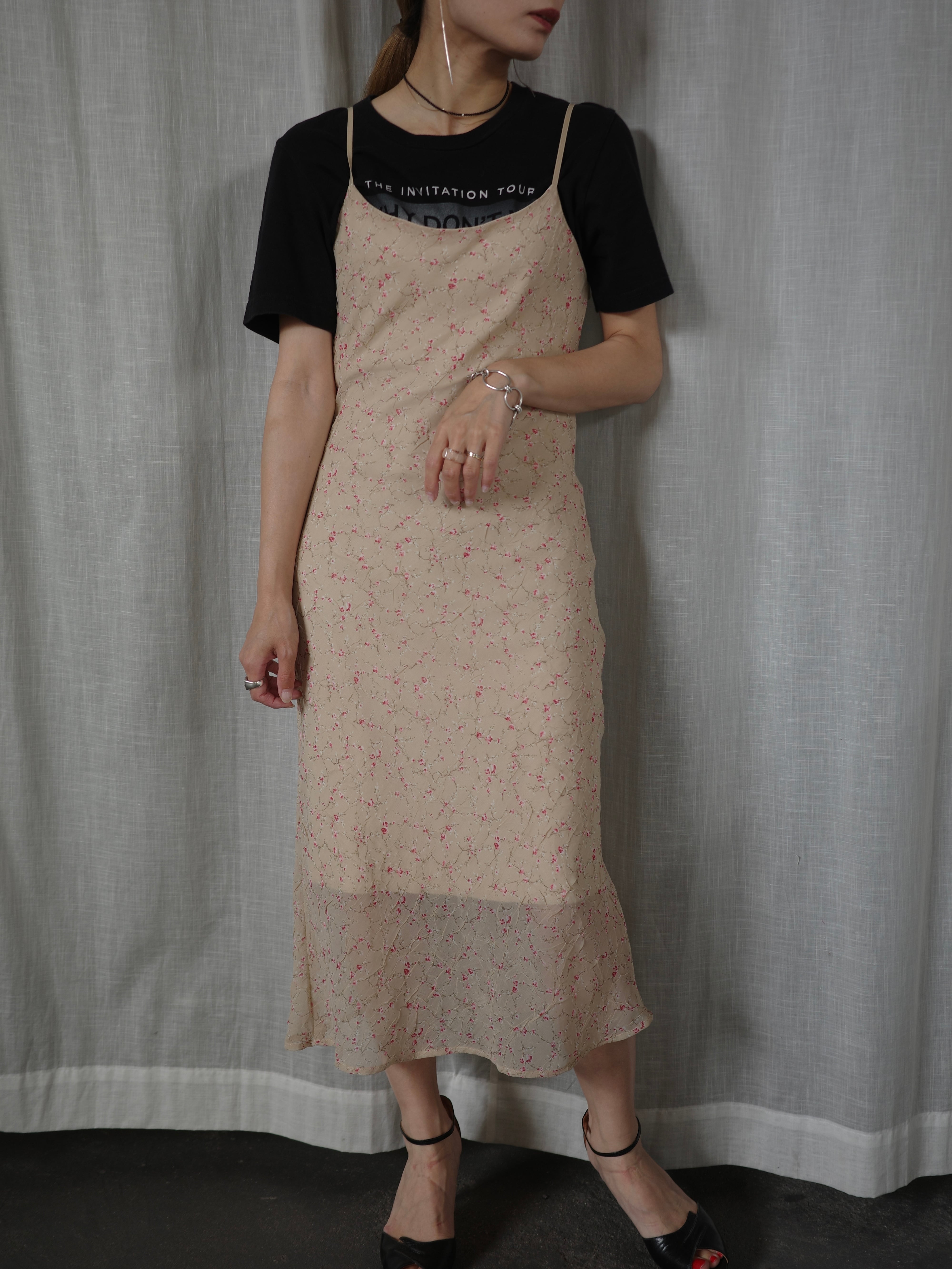 <vintage>pink flower cami dress