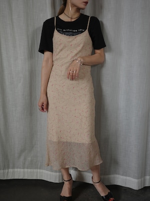 <vintage>pink flower cami dress