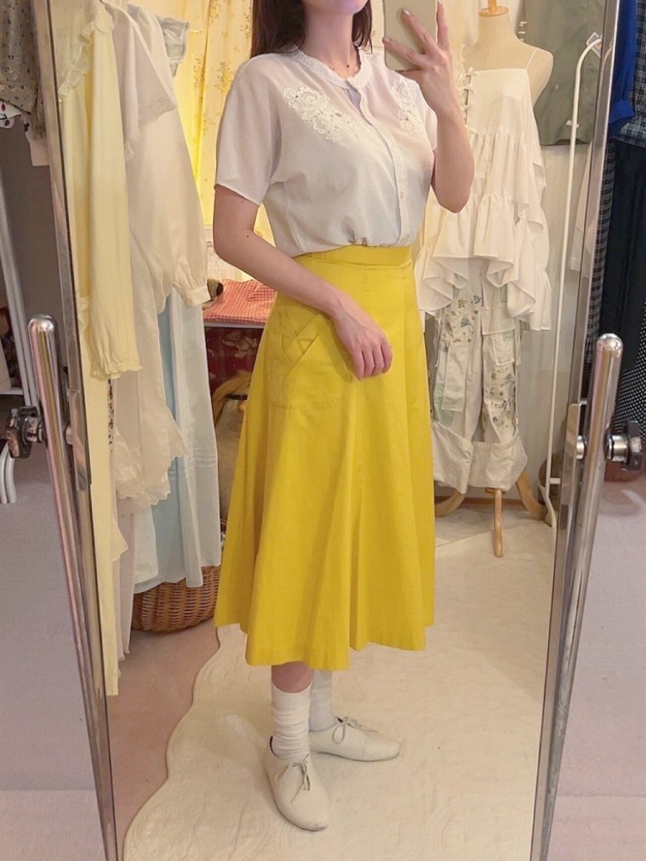 yellow tulip pocket flare skirt
