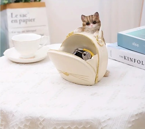 小物入れ　収納　レジン　猫　ネコ　Cat　かわいい　置物　キーホルダー　スマホスタンド　ホーム　リビング　オフィス　テーブル　デスク　ダイニング　オーナメント