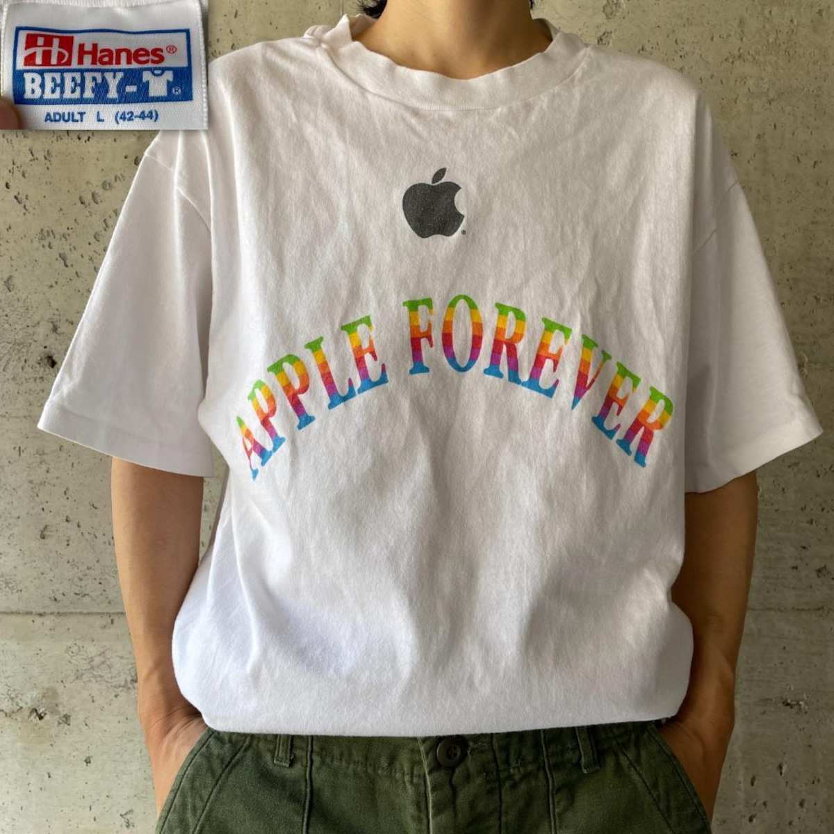 AE17 90s Tシャツ アップル 企業 コンピューター ロゴ レインボー 