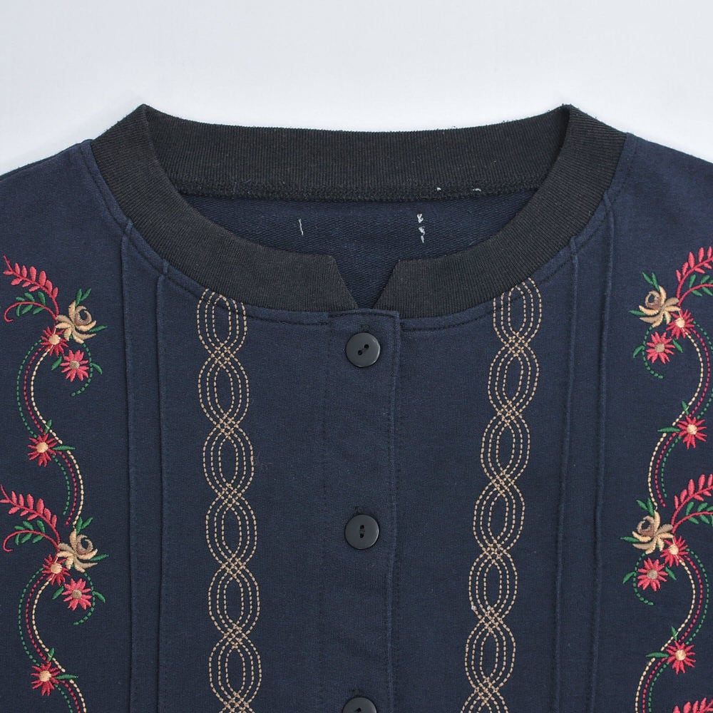80～90s 花柄 刺繍 フローラル デザイン スウェット ピンタック