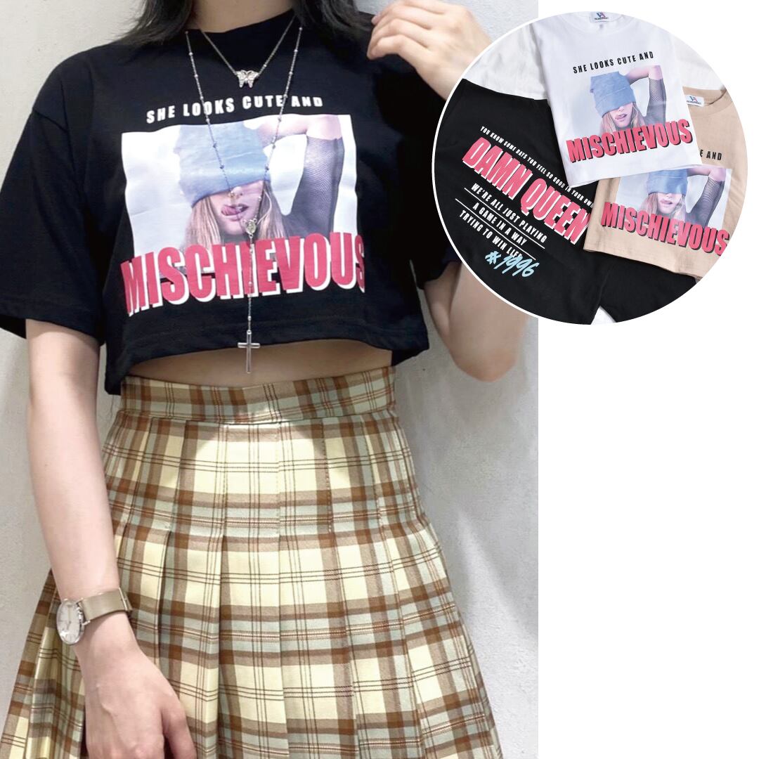 みぃ 50%OFF】ショート丈 MISCHIEVOUS Tシャツ | VOLCAN&APHRODITE