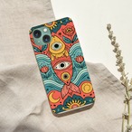 受注生産 iPhoneケース 目と花のサイケ民芸柄｜フォークアート PSYF031A