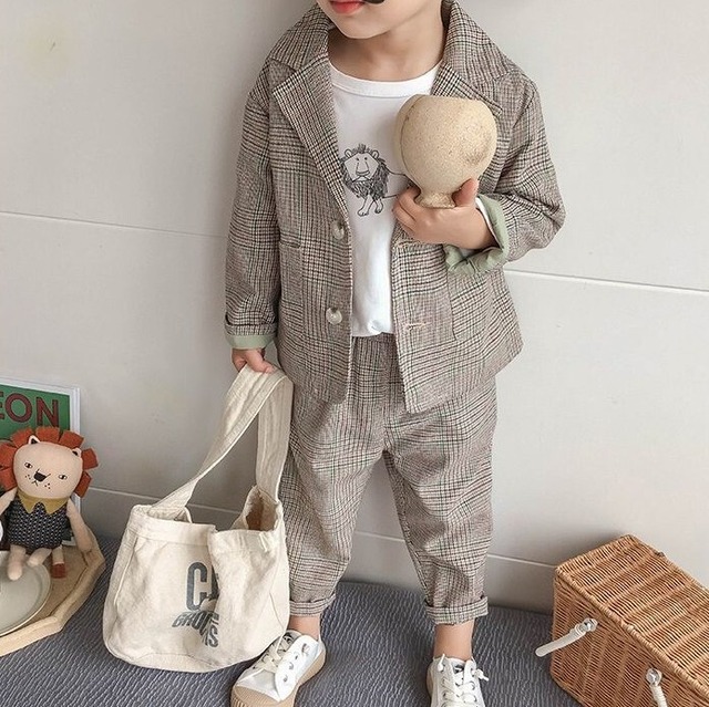 【即納】チェック柄フォーマルセットアップ