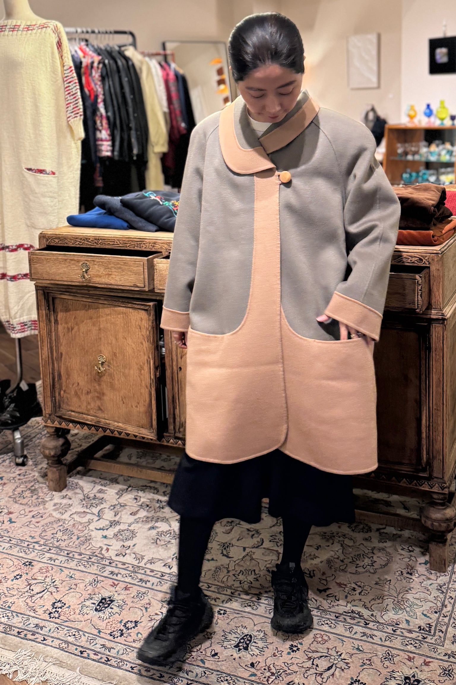 カシミアハンドメイドポンチョコート | DROOMTUIN_VINTAGE