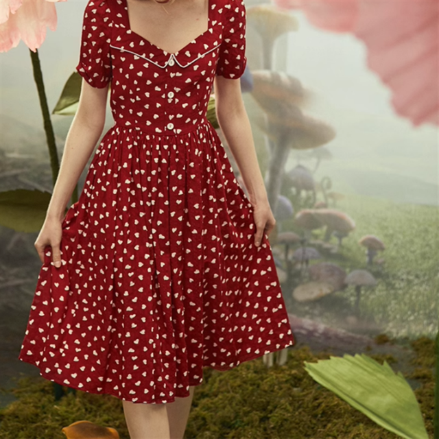 【JUNGLE ME】クラシカルハートプリントワンピース　10883