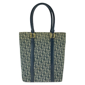 ディオール トロッター トートバッグ ショルダーバッグ ネイビー キャンバス レザー レディース Dior 中古