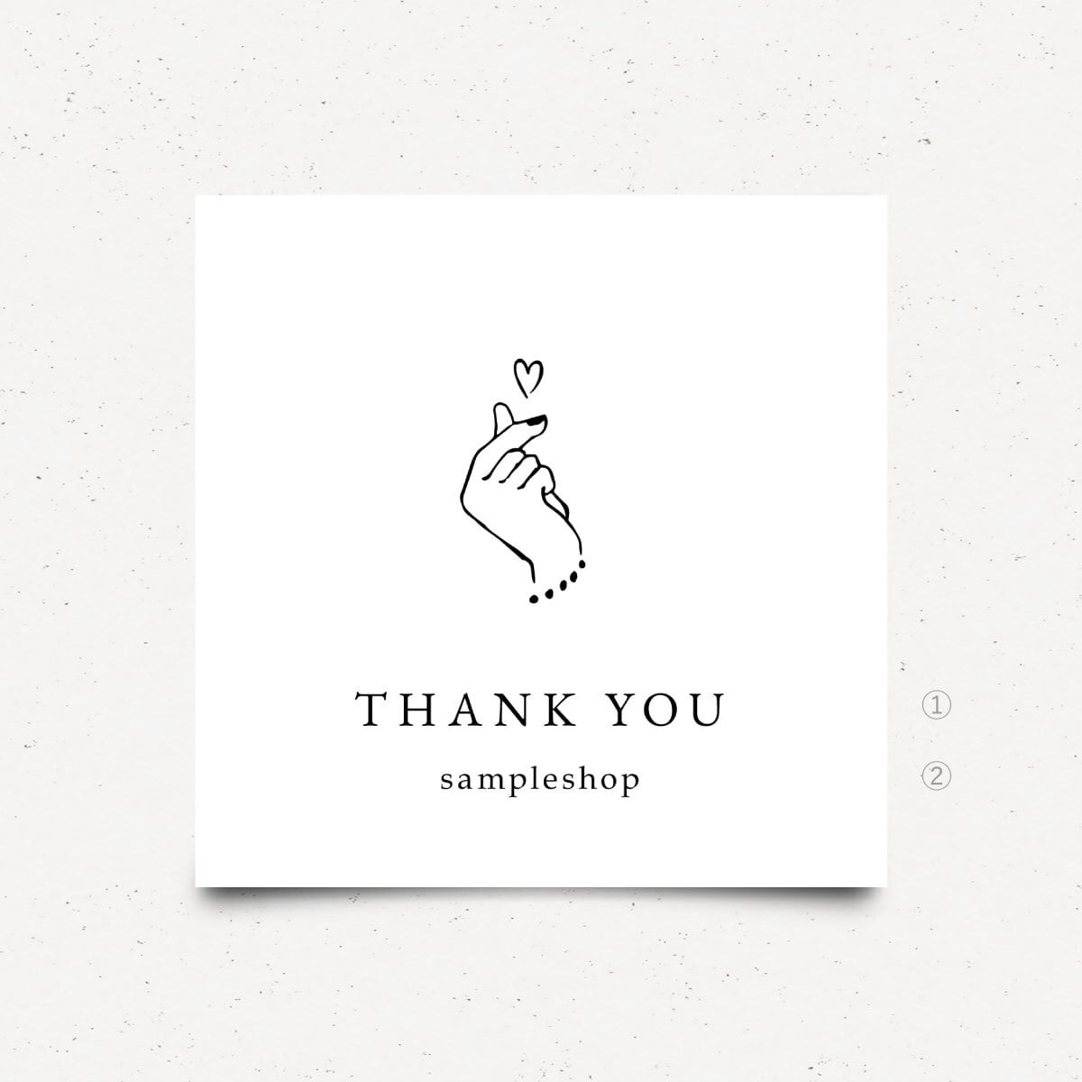 サンキューカード　ショップカード　印刷｜スクエア　指ハート【s-007】