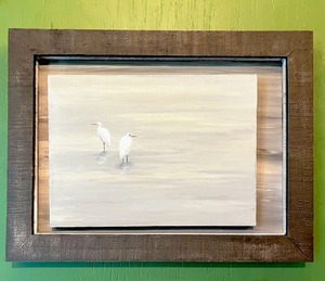 【野鳥生活】原画「白い朝」（さぎ）