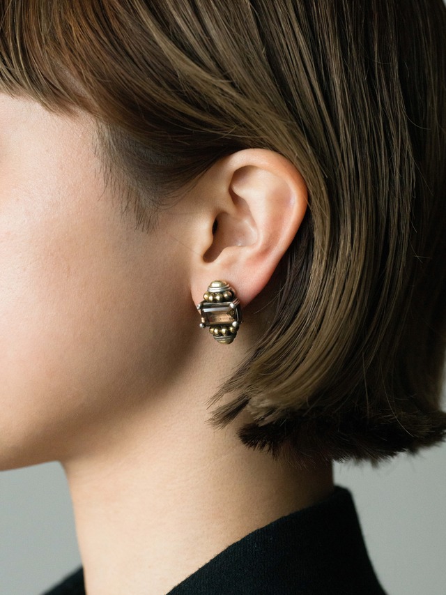 Smokey Quartz Caviar Pierced Earrings