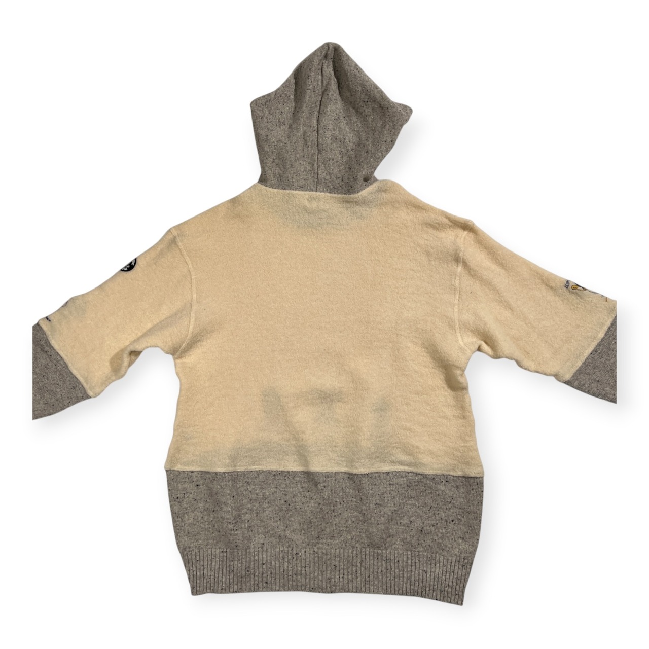 SINA COVA シナコバ ロゴ刺繍入り 切替 ネップ ニット パーカー サイズ 3L /クリーム×グレー/メンズ/日本製