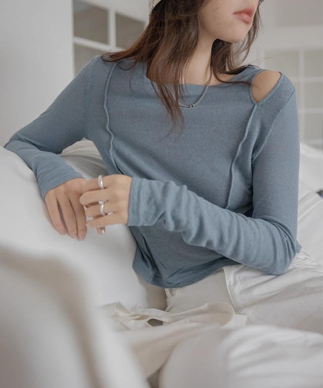 カットアウトロングスリーブシャツ【t-10228】