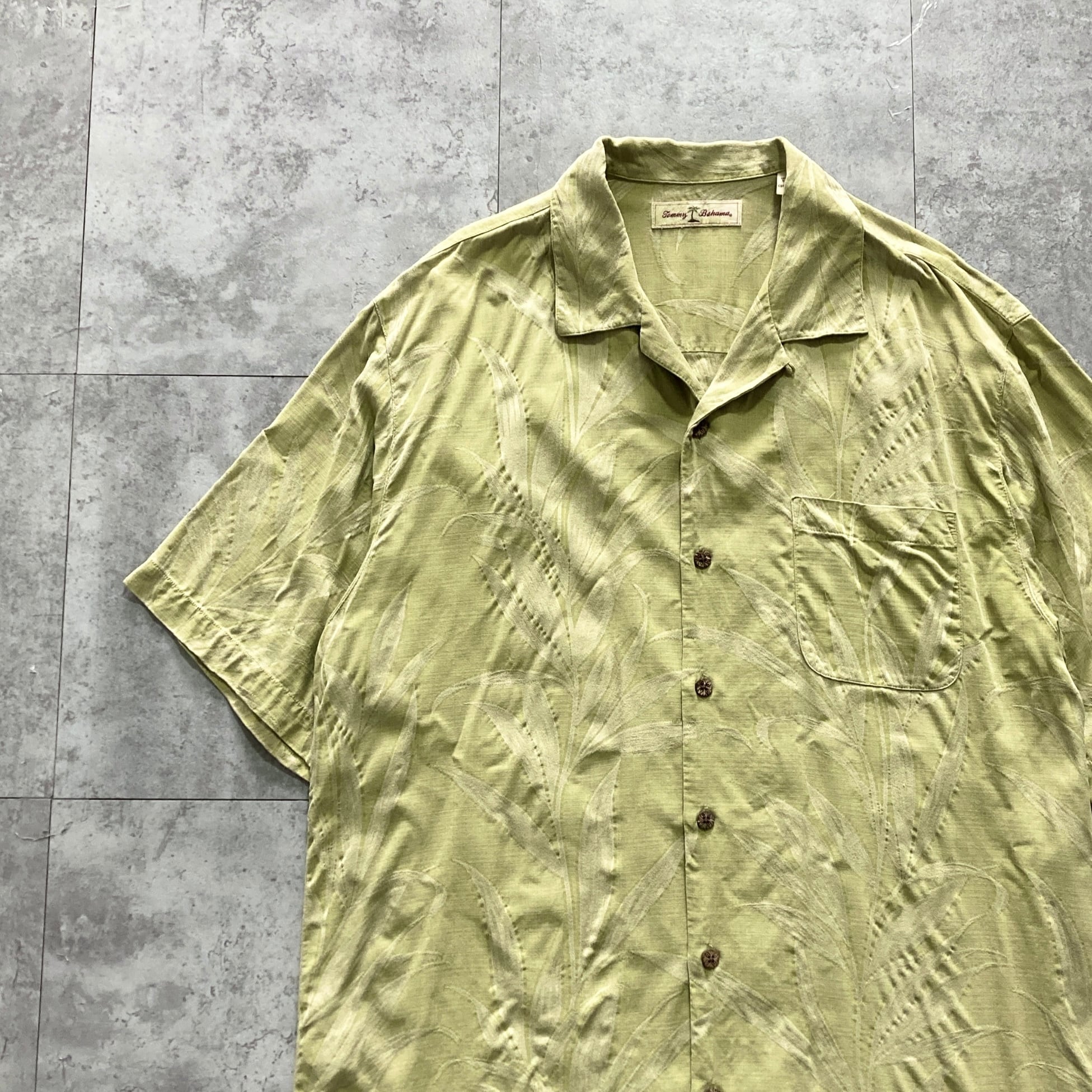 Size.XL】Tommy Bahama トミーバハマ シルク100% 単色 シャドー総柄