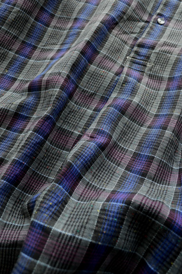 Euro Vintage 1960's-70's French Work Multi Color Nep Cotton Flannel Pullover Shirt PURPLE×CHARCOAL Check Patern ユーロビンテージ フレンチワーク ワークシャツ