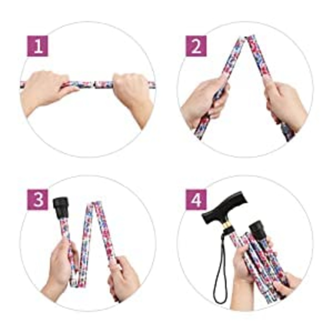 杖 女性用 つえ 折りたたみ杖 軽量 折り畳み杖 介護 杖 ステッキ おしゃれ 花柄 5段階調節 伸縮式 おりたたみつえ すこやかテッキ お洒落な杖 折り畳み 高齢者 男性用 老人用杖 敬老の日 母の日 ギフト プレゼント