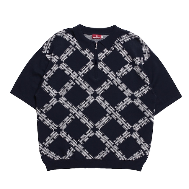 【HELLRAZOR】H CHAIN POLO KNIT - NAVY