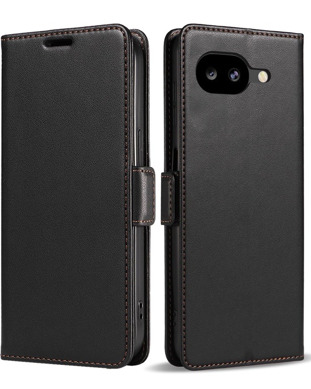Junzc Google Pixel 10a ケース 手帳型 グーグルピクセル10a ケース 手帳型 6.3インチ対応 高級PUレザー マグネット式 耐衝撃 カード収納 スタンド機能 全面保護 ストラップホール付き ブラック シック シンプル ビジネス メンズ レディース
