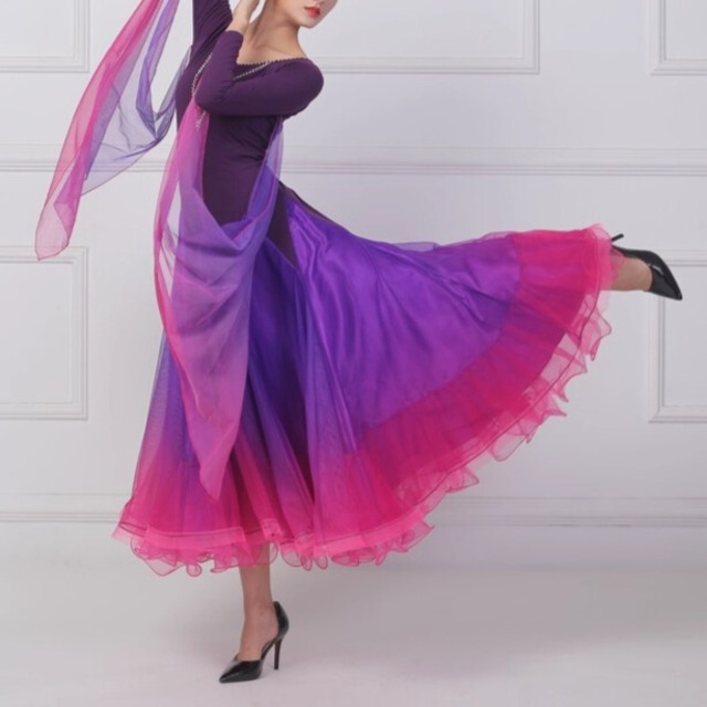 ロングスリーブ フレアシルエット フリル スタンダードドレス  ds0170