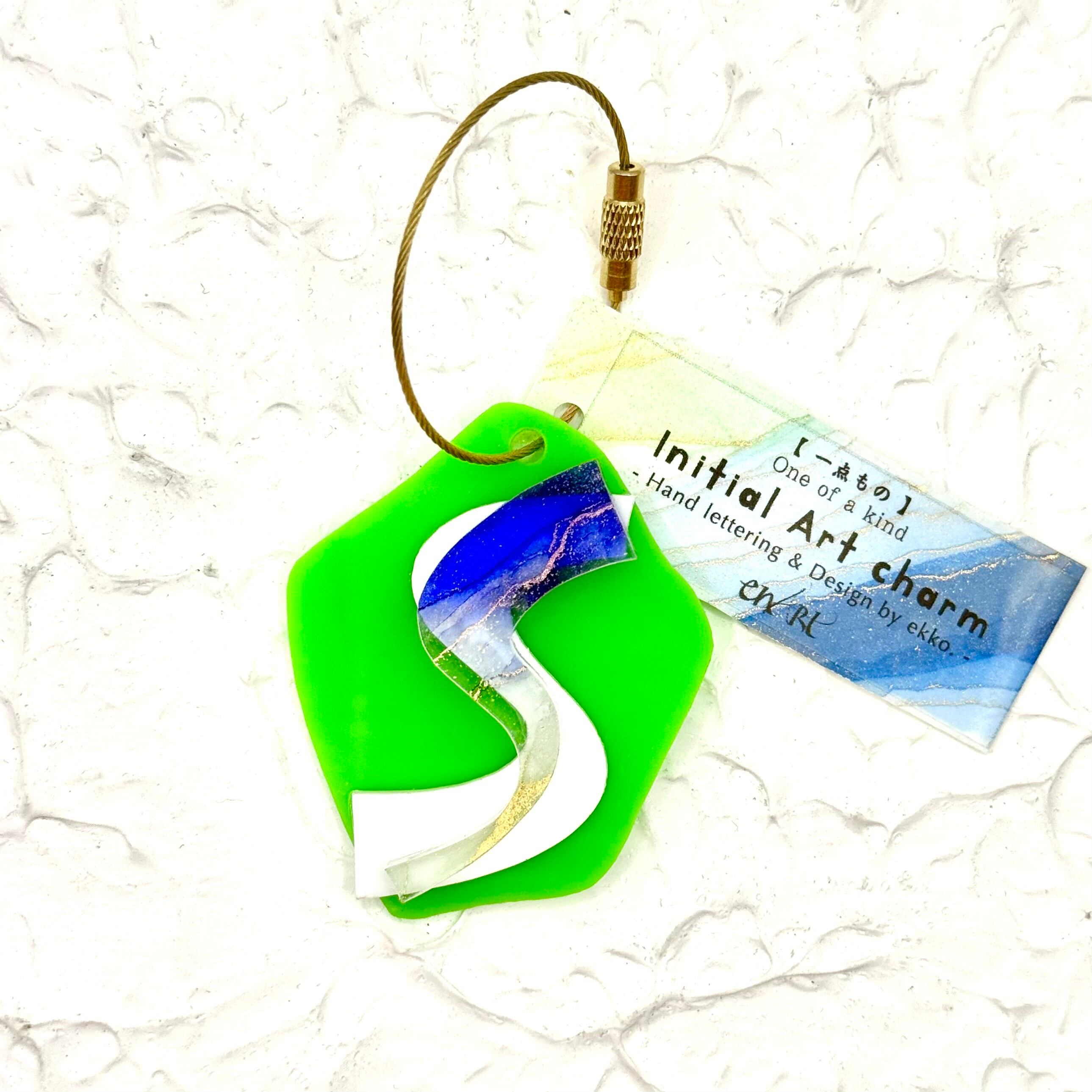 グロス♢イニシャルチャーム [ S ] Blue × White × Lime green