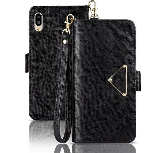 シンプルスマホ6 ケース 手帳型 高級レザー 軽量 薄型 BASIO active SHG09 手帳型ケース Sumaho6 カバー かわいい A201SH スマホケース カード収納 財布型 Sharp Simple Sumaho 6 携帯ケース ストラップ付き お洒落 横置き機能 全面保護 case シンプルスマホ 6/A201SH/BASIO active SHG09 通用ブラック 2273