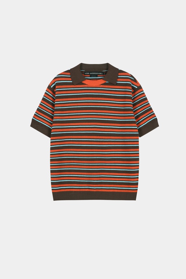 [ANDERSSON BELL] STRIPE LAYERED POLO SWEATER atb1533m(BROWN/ORANGE) 正規品 韓国ブランド 韓国通販 韓国代行 韓国ファッション ANDERSSONBELL アンダーソンベル 日本 店舗