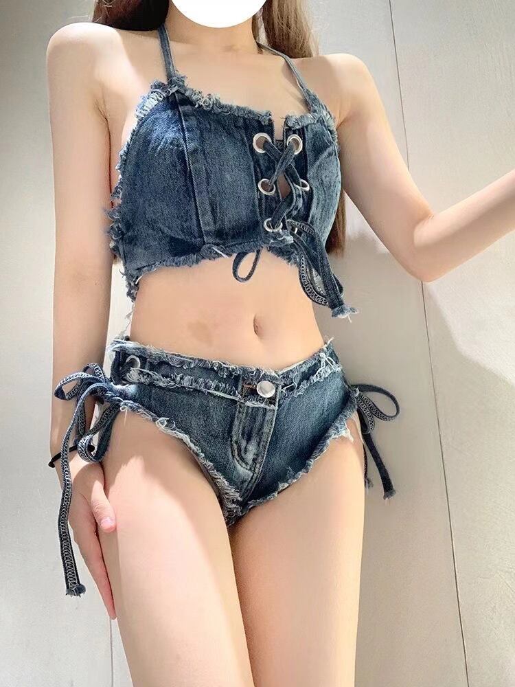 今年は大活躍しそう デニム ビキニ ギャル 大人気 水着セット 女性