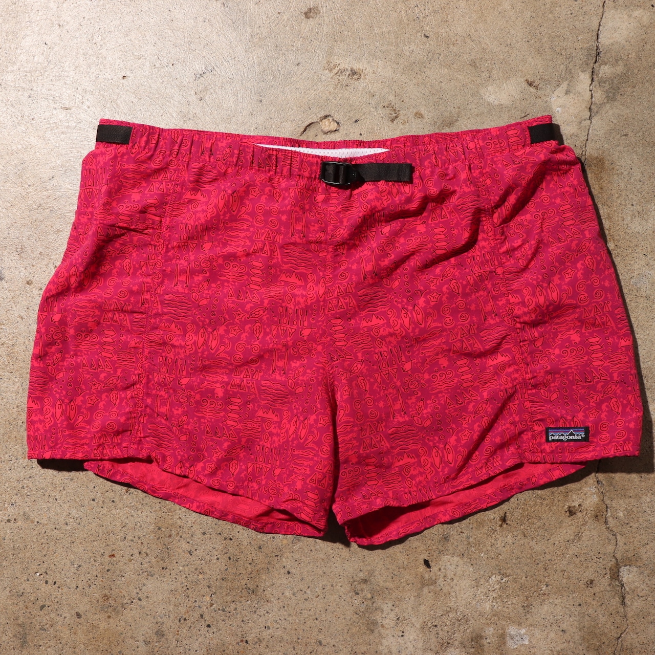 美品 XL 91年 リバーショーツ patagonia river shorts パタゴニア 水着 rivershorts 赤 レッド ピンク 総柄 スイムショーツ