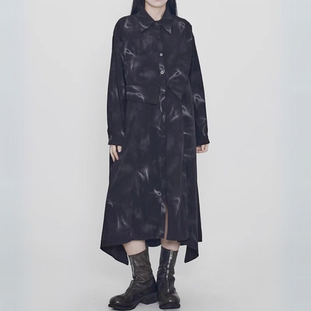 Front button long shirt dress C1028